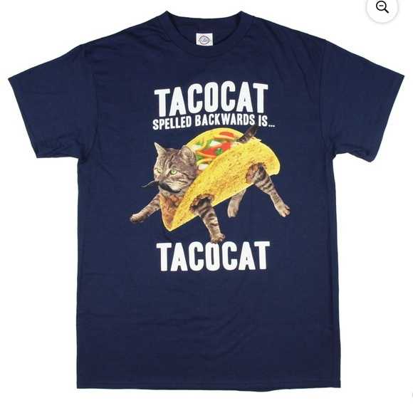 NWT Delta TACOCAT Spelled Backwards is TACOCAT Kitty Cat Navy Tee Size Medium - Picture 2 of 9